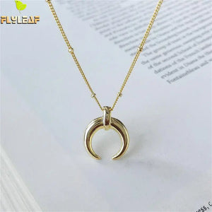 Moon 925 Sterling Silver Necklace For Women Fine Jewelry