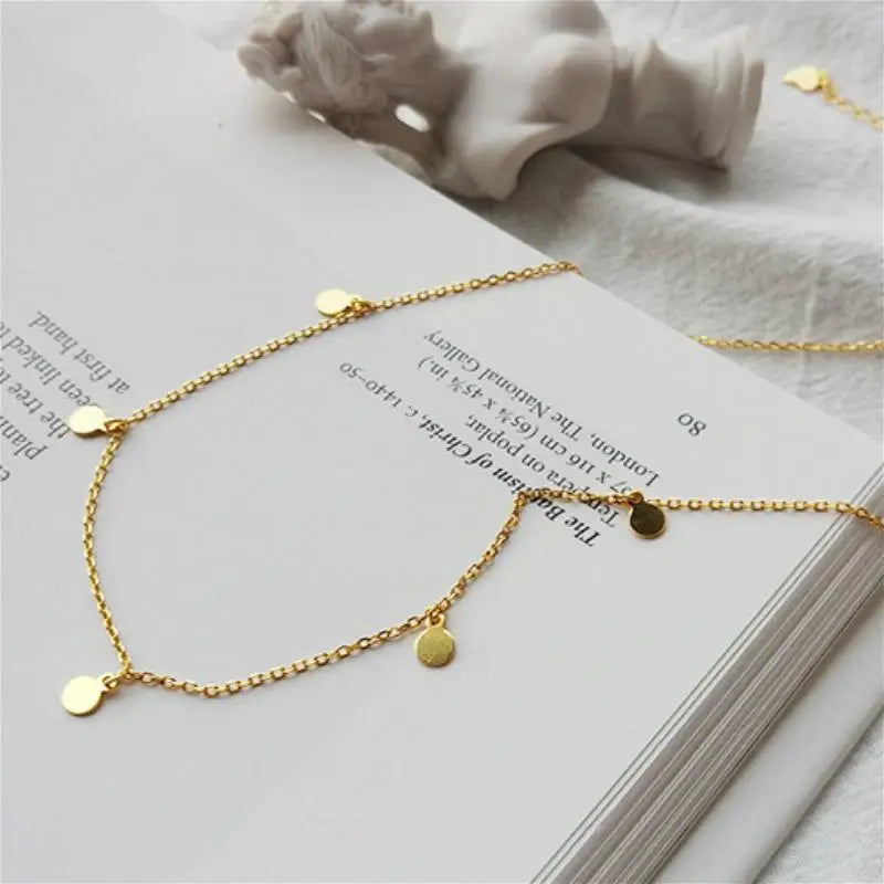 925 Sterling Silver Choker Necklace for Women - Round Piece