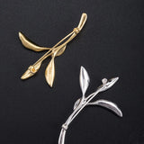 925 Silver 18k Tree Branch Leaf Lady Brooch