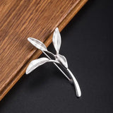 925 Silver 18k Tree Branch Leaf Lady Brooch