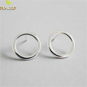 925 Silver Hollow Round Stud Earrings - Fine Jewelry