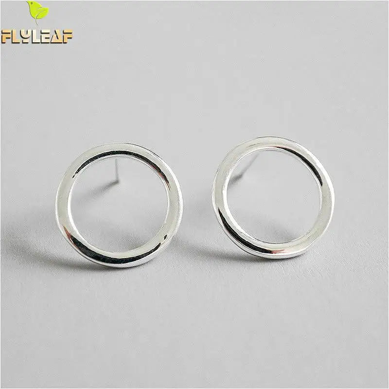 925 Silver Hollow Round Stud Earrings - Fine Jewelry