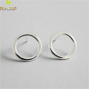 925 Silver Hollow Round Stud Earrings - Fine Jewelry