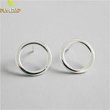 925 Silver Hollow Round Stud Earrings - Fine Jewelry