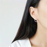 925 Silver Hollow Round Stud Earrings - Fine Jewelry