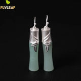 925 Sterling Silver Ethnic Natural jade Bamboo Stud Earrings For Women