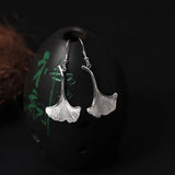 925 Sterling Silver Ginkgo Leaves Long Drop Earrings For Women