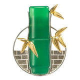 925 Silver Bamboo Leaves Green Jade Brooch Chinese Style Vintage Jewelry