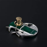 925 Silver Bamboo Leaves Green Jade Brooch Chinese Style Vintage Jewelry