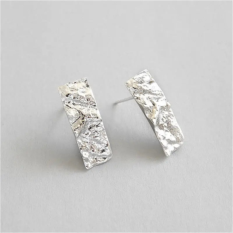 925 Silver Hammer Faces Stud Earrings Women Jewelry Ins Style