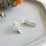 925 Silver Hammer Faces Stud Earrings Women Jewelry Ins Style