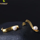 925 Silver Natural Pearl Bead Stud Earrings For Women