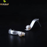 925 Silver Natural Pearl Bead Stud Earrings For Women
