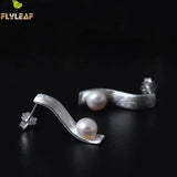 925 Silver Natural Pearl Bead Stud Earrings For Women