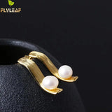 925 Silver Natural Pearl Bead Stud Earrings For Women