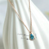 925 Silver Necklace Crystal Zircon Water Droplets Jewelry