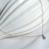 925 Silver Necklace Crystal Zircon Water Droplets Jewelry