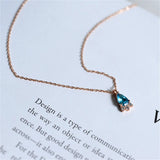925 Silver Necklace Crystal Zircon Water Droplets Jewelry