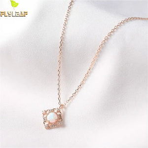 925 Silver Necklace Opper Stone Fine Jewelry