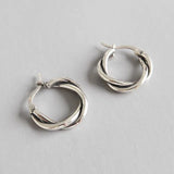 925 Silver Twist Circle Earrings Vintage Style Jewelry