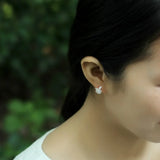 925 Silver Rose Flowers Stud Earrings High Style Lady Gift