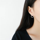925 Silver CZ Round Circle Stud Earrings Women Party Jewelry