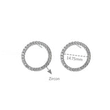 925 Silver CZ Round Circle Stud Earrings Women Party Jewelry