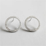 925 Silver CZ Round Circle Stud Earrings Women Party Jewelry