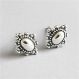 925 Silver Stud Earrings Oval Femme Vintage Earings Jewelry