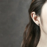 925 Silver Stud Earrings Oval Femme Vintage Earings Jewelry