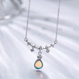 925 Silver Moonstone Necklace Women CZ Necklaces & Pendants