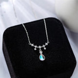 925 Silver Moonstone Necklace Women CZ Necklaces & Pendants