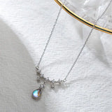 925 Silver Moonstone Necklace Women CZ Necklaces & Pendants