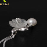 925 Sterling Silver Crystal Plum Flower Necklace for Women