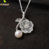 925 Sterling Silver Crystal Plum Flower Necklace for Women