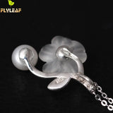 925 Sterling Silver Crystal Plum Flower Necklace for Women