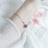 Amethyst Crystal Beads 925 Sterling Silver Bracelet Women