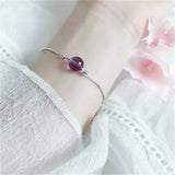 Amethyst Crystal Beads 925 Sterling Silver Bracelet Women