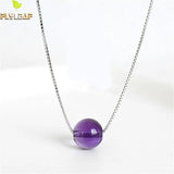 Amethyst Sterling Silver Necklace Natural Stone Pendant for Women