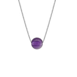 Amethyst Sterling Silver Necklace Natural Stone Pendant for Women
