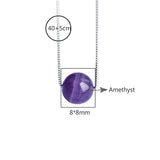 Amethyst Sterling Silver Necklace Natural Stone Pendant for Women