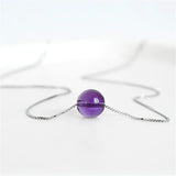 Amethyst Sterling Silver Necklace Natural Stone Pendant for Women