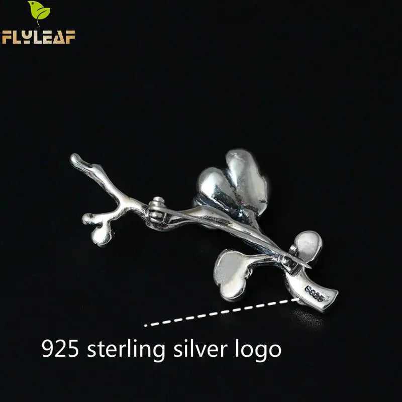 Vintage Style Sterling Silver Magnolia Pin Brooch