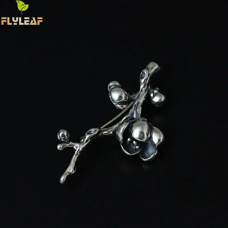 Vintage Style Sterling Silver Magnolia Pin Brooch