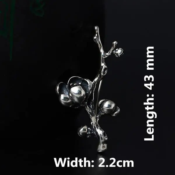 Vintage Style Sterling Silver Magnolia Pin Brooch