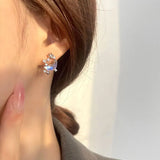 925 Silver Stud Earrings Zircon Star Moon High Girl