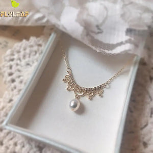 Crown Zircon Pearl Necklaces & Pendants 925 Sterling Silver Necklace