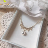 Crown Zircon Pearl Necklaces & Pendants 925 Sterling Silver Necklace