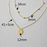 Double Chain Sequin Choker Necklace 925 Sterling Silver Lady Jewelry