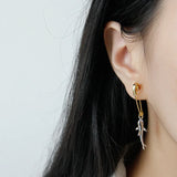 Sterling Silver Shark Pin Drop Earrings Women Fine Jewelry